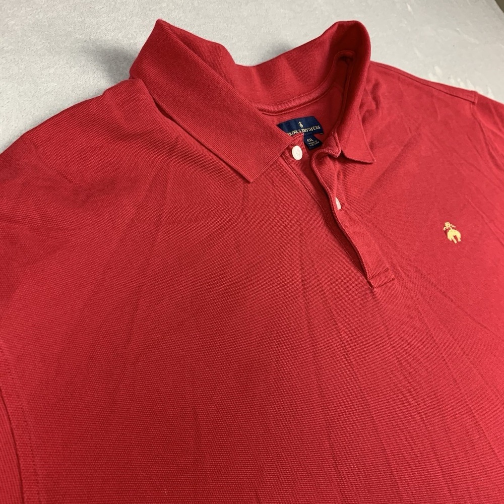 Brooks Brothers Polo Shirt Mens 4XL Red Stretch Work Casual Short Sleeve Logo*